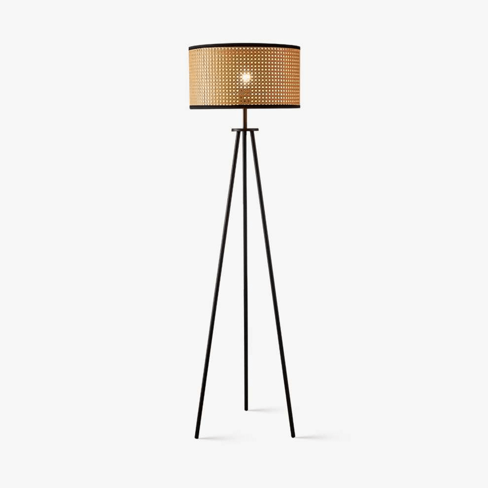 Elegante lámpara de pie de ratán - Diseño moderno