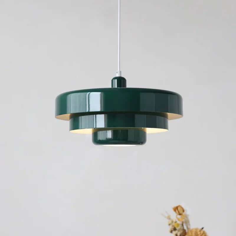 Elegante lámpara colgante de mediados de siglo - Verde/Dorado