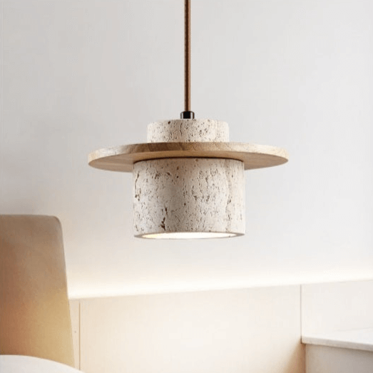 Elegante Lámpara Colgante de Travertino - Alta Calidad