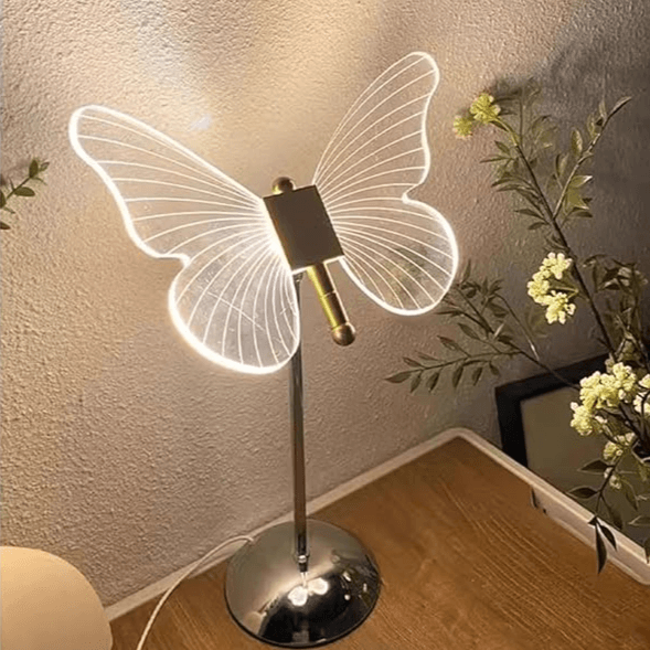 Elegante Lámpara de Mesa Mariposa - Luz LED