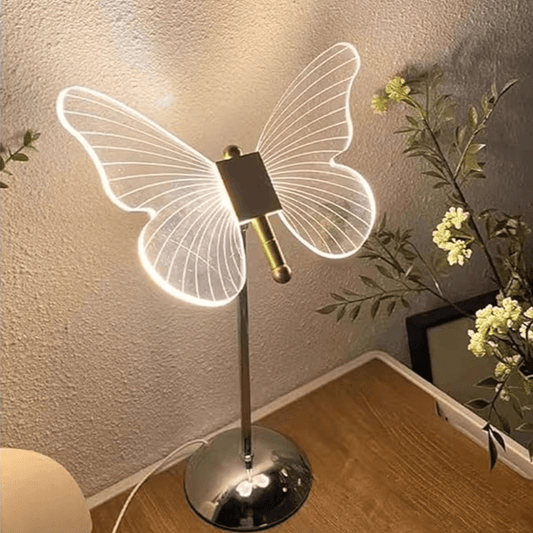 Elegante Lámpara de Mesa Mariposa - Luz LED