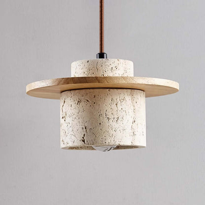 Elegante Lámpara Colgante de Travertino - Alta Calidad