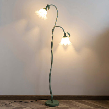 Elegante lámpara de pie con diseño floral
