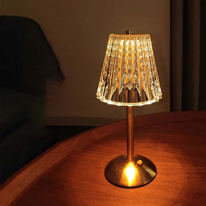 Elegante lámpara de sobremesa inalámbrica de metal cristalizado