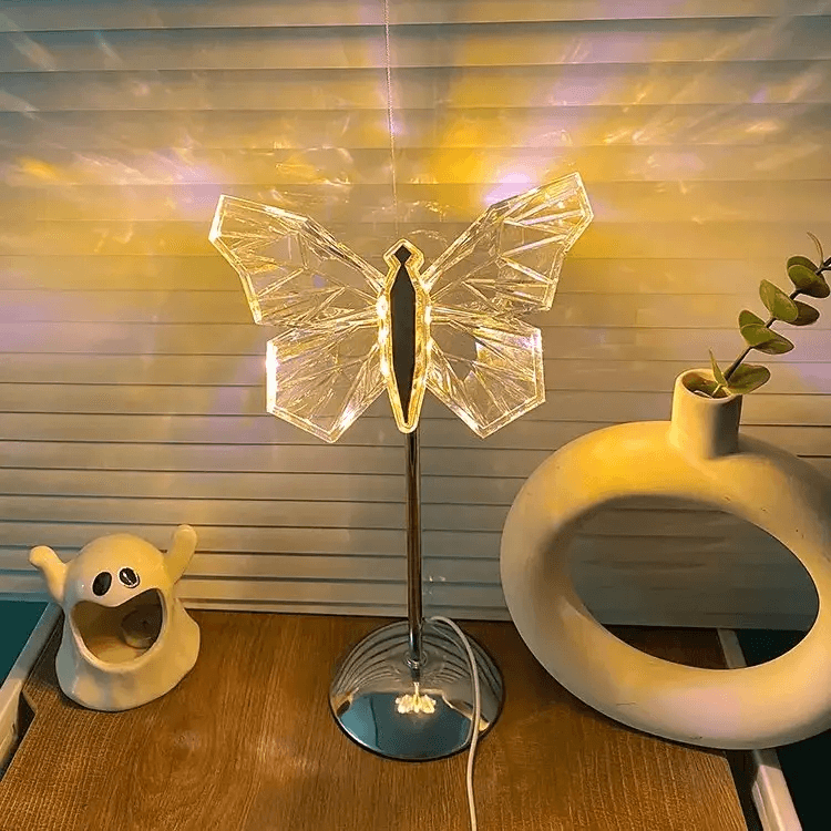 Elegante Lámpara de Mesa Mariposa - Luz LED