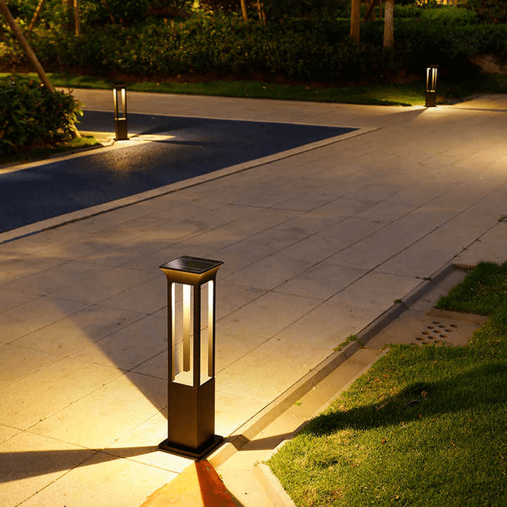 Elegante lámpara solar de jardín para exteriores